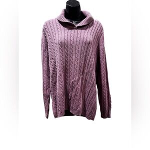 Croft & Barrow Lavender Cable Knit Cowl Neck Sweater